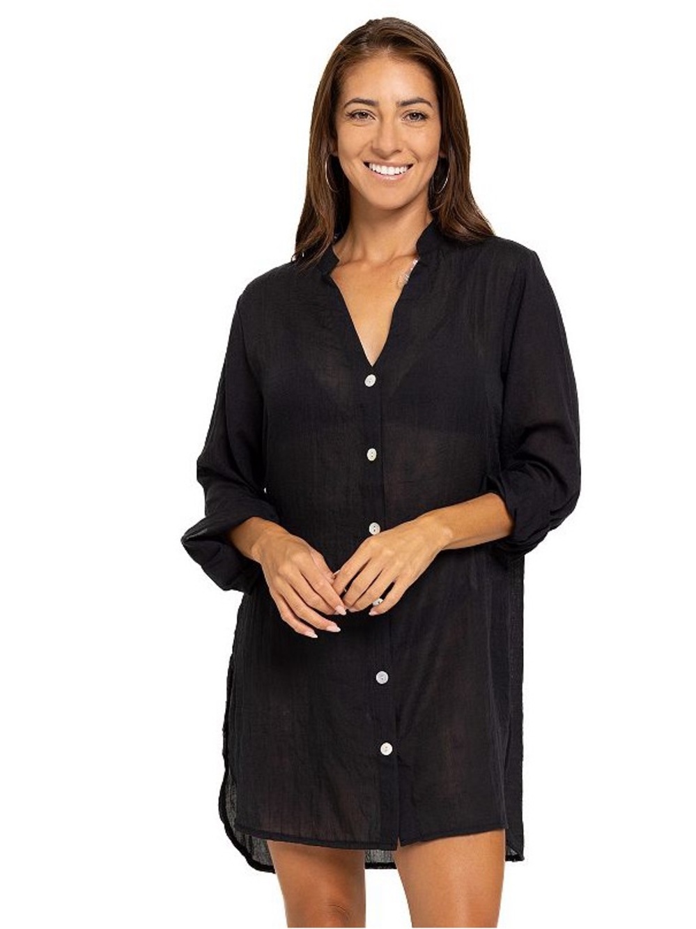 🌼Portocruz Button Front Big Shirt in Black